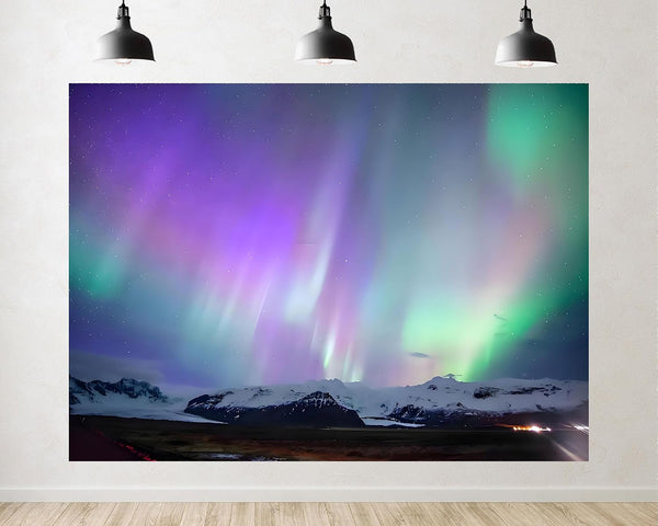 TryKid 8x8ft Aurora Borealis Backdrop ICY River Norway Polar Colorful Night Sky Forest