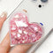 Cute Heart-Shaped Expanding Phone Grip - Pink Quicksand Glitter Collapsible Mount Holder for Girls Women