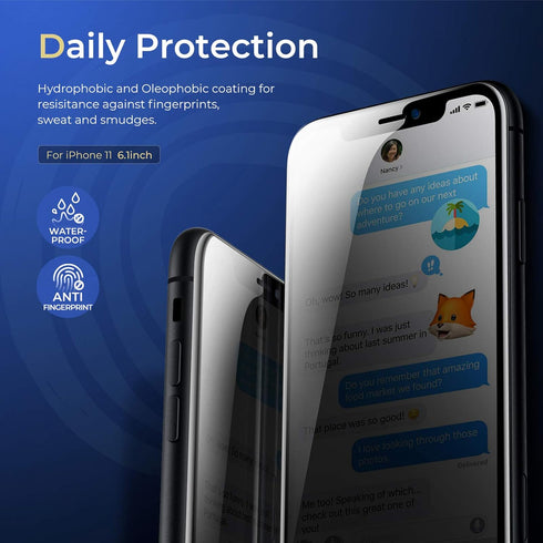 ORIbox Privacy Screen Protector for iPhone 11 Pro Max - Anti-Spy Tempered Glass, 2-Pack