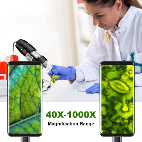 USB Microscope Camera 40X to 1000X, Cainda Digital Microscope with Metal Stand & Carrying Case (Black)