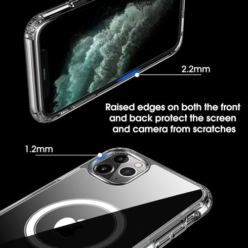 amCase Cellular Phone Case - Compatible with MagSafe, iPhone 11 Pro Max (6.5"), Shock-Absorbent, Clear