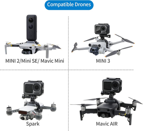 Hanatora Camera Expansion Mount Holder with Adapter for DJI Mini 2/Mini 3/Mini SE/Mavic Mini/Mavic Air/Spark Drone,Sports Cameras Connector Bracket Accessories