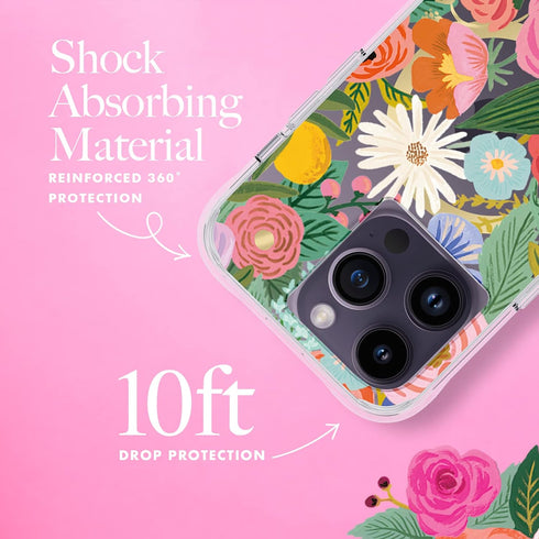 Rifle Paper Co. Cute iPhone 14 Pro Case with Floral Pattern, 10FT Drop Protection, Anti-Scratch Tech, Slim Fit - Garden