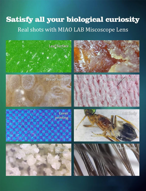 MIAO LAB 200X Phone Microscope with CPL Lens/LED Light, Nano Zoom Pocket Microscope Camera Attachment with Universal