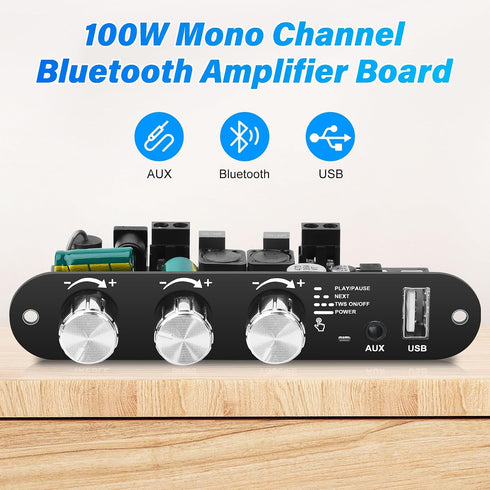 ZK-1001U 100W 9-24V,Supports Daakro Mono Bluetooth Amplifier Board with TWS, Peak Power Home Audio Amplifier