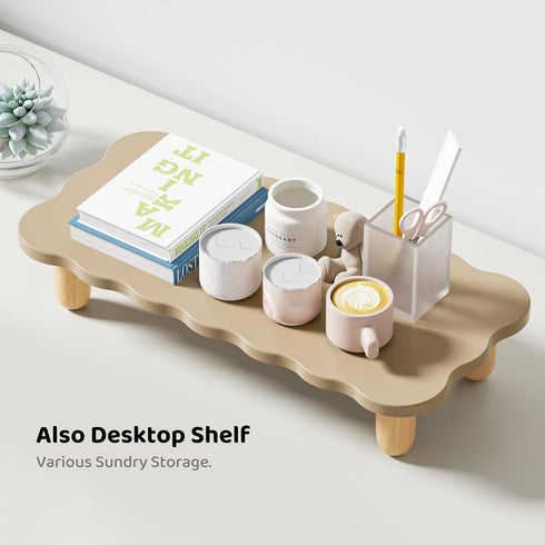 AFOOYO Monitor Stand Riser,Cookie-Shaped Sturdy Wood Computer Monitor Stand, Monitor Stand Riser, Multi-Purpose Desktop