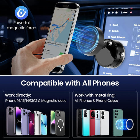 Shker 360 Magnetic Phone Holder,Vacuum Magnetic Phone Stand Suction Cup Phone MountFoldable, Retractable and Rotatable