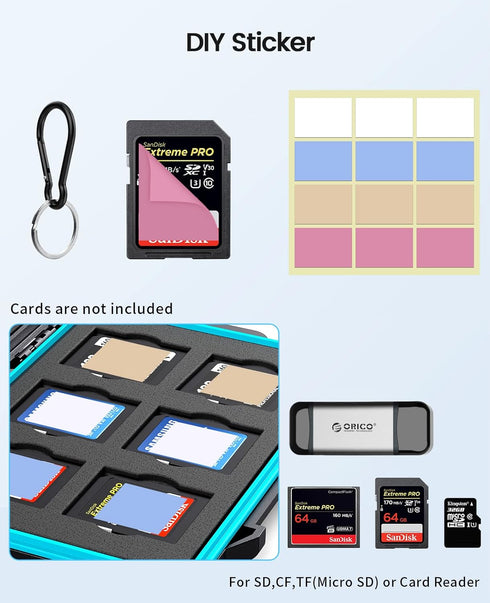 ORICO Water Resistant 24 Slots SD Card Case Holder, Anti-Shock Memory Card Storage Organizer for SD/Micro SD SDXC SDHC