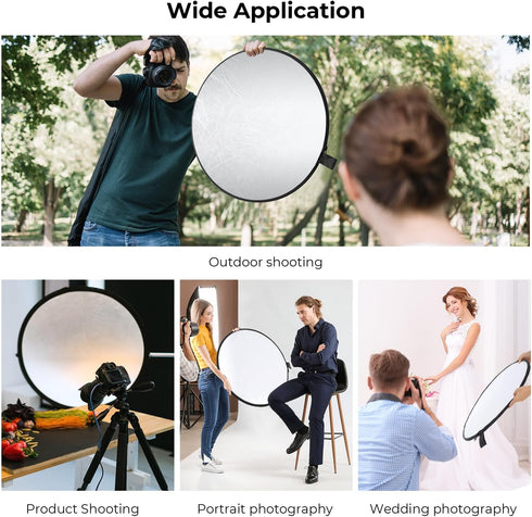 K&F CONCEPT 5-in-1 32"(80cm) Light Reflector Photography Diffuser Collapsible Portable for Studio and Outdoor Lighting