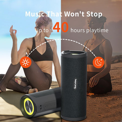 HEYSONG Portable Bluetooth Speaker, IPX7 Waterproof Outdoor Speaker with 40H Playtime for Beach and Camping