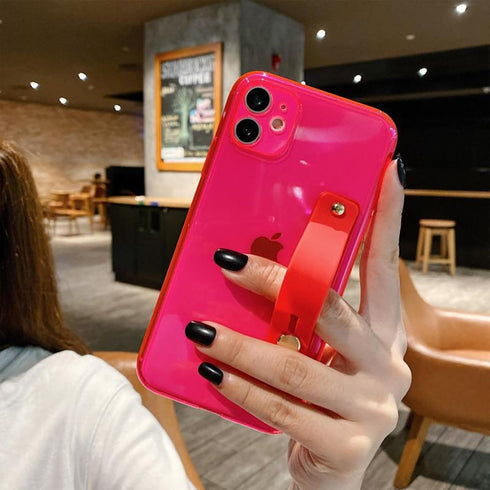 siduater Strap Holder Case for iPhone 14 Plus 6.7" with Kickstand, Slim Translucent PC Back Cover + Soft TPU Bumper,
