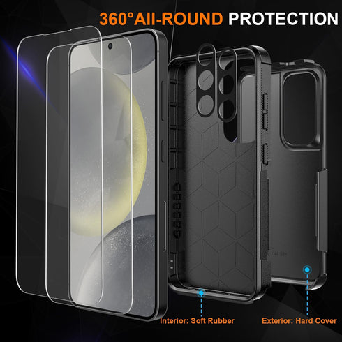 Samsung Galaxy S24 Case by Ezanmull - Black, 15 FT Military Grade Drop Protection, Non-Slip, with Screen & Camera Lens