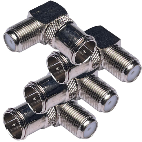 CESS Right Angle Coax F-Jack to F-Quick Push On Plug, Male/Female Adapter, Support Comcast, Verizon FiOS, 4 Pack