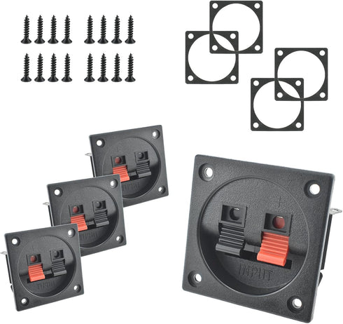 SATUY 4 Pcs Speaker Box Terminal Cup, 2.2 2-Way Square Spring Subwoofer Box,