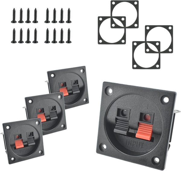 SATUY 4 Pcs Speaker Box Terminal Cup, 2.2 2-Way Square Spring Subwoofer Box,