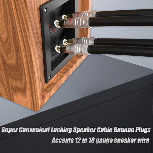 Preffair 4 Pcs Banana Plugs for Speaker Wire, 2mm Pin Connectors, Brass 24K Gold Plated for DIY Speaker Cables