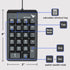 Rottay 22 Number Pad, Mechanical USB Wired Numeric Keypad with Blue LED Backlit Key Numpad for Laptop Desktop Computer