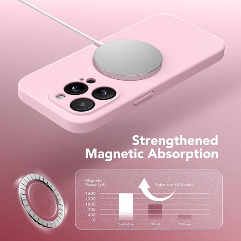 Chalk Pink iPhone 13 Pro Max Case, MagSafe Compatible, Silicone Shockproof, Full Camera Protection & 2 Screen