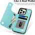 MMHUO Flower Magnetic Back Flip Case for iPhone 15 Pro, Mint, with Card Holder & Wallet Design
