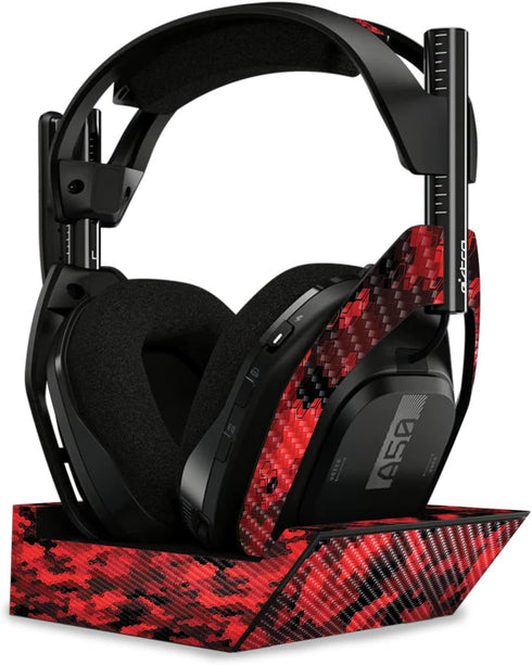 MightySkins Carbon Fiber Skin - Red Hexa Camo for Astro A50 Wireless Headphones + Base Station (Gen 4) | Durable Finish
