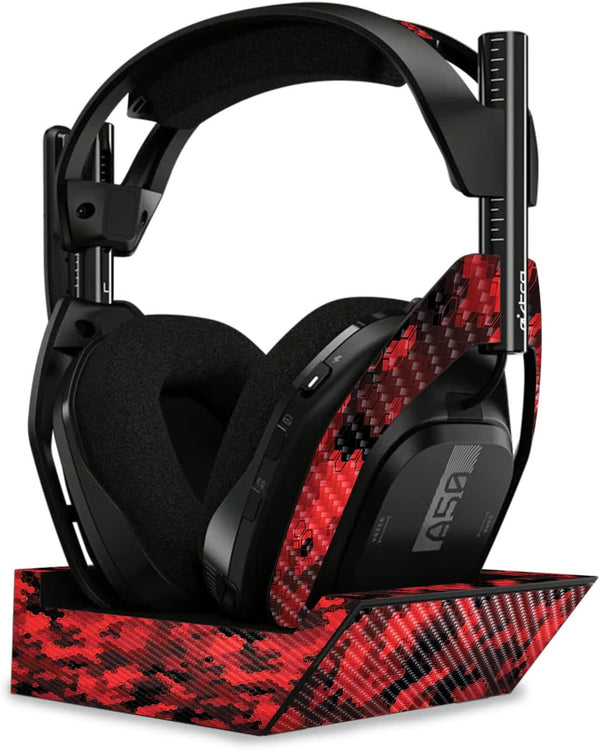 MightySkins Carbon Fiber Skin - Red Hexa Camo for Astro A50 Wireless Headphones + Base Station (Gen 4) | Durable Finish