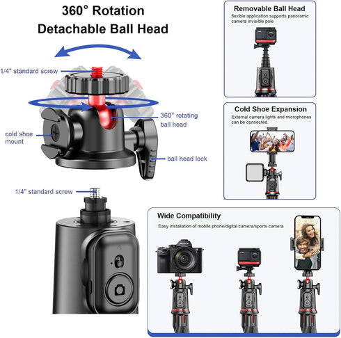 Flexible Phone Tripod Selfie Stick - Mini Camera Tripod with Cold Shoe Mount, Travel Tripod for iPhone Samsung