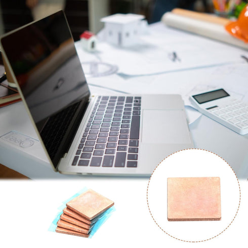 MECCANIXITY Heatsink Copper Sheet Shim, 1.5mm Thickness Pad with Thermal Conductive Adhesive Tape, 5 Set