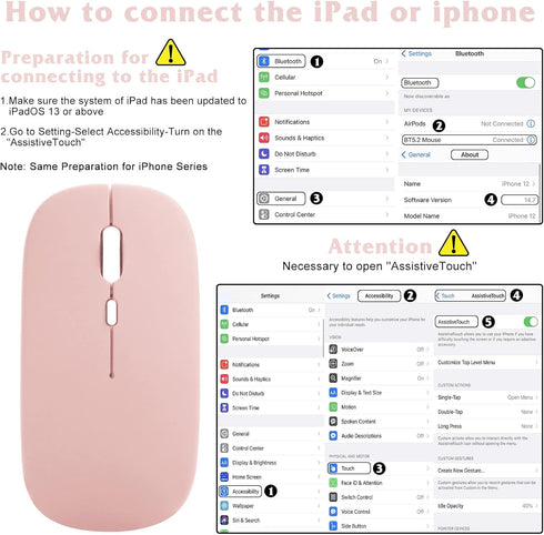 UrbanX 2.4GHz & Bluetooth Mouse, Rechargeable Wireless Mouse for Samsung Galaxy Tab A7 10.4 (2020) Bluetooth Wireless Mouse for Laptop/PC/Mac/iPad pro/Computer/Tablet/Android Flamingo Pink