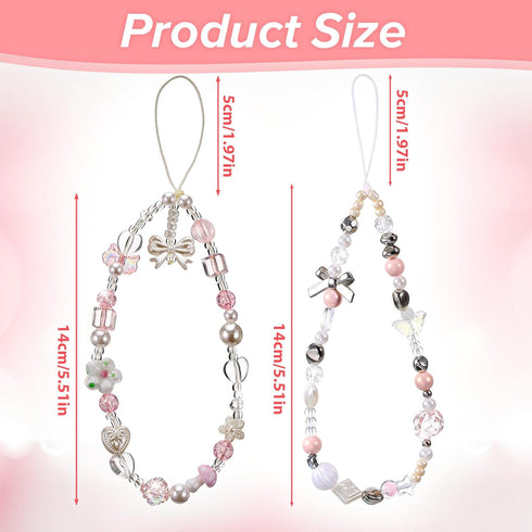 XLIUAX 2 Pack Beaded Camera Wrist Straps, Phone Charm Wristlet Lanyards for Purse Bag Car Key Keychain Accessories