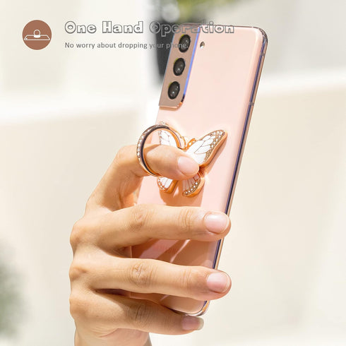 Butterfly Cell Phone Ring Grip Holder, 360 Degrees Rotation Stand for iPhone and Android Phones