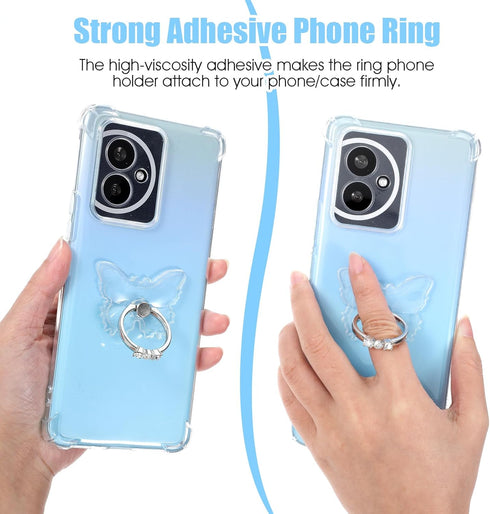 WJIAAA 4Pcs 3 360 Transparent Butterfly Phone Ring Holder Grip, Clear Cell Phone Ring Holder Stand with Diamonds