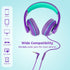 rockpapa Comfort+ Kids Headphones with Microphone, Boys Girls Student Over-Ear Wired Headphones for School, Purple Green