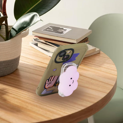 Yuibthr 2D Phone Grip Cute Cloud Shape Collapsible Expandable, Smartphone Tablet Cell Phone Grip Stand Holder (Pink)