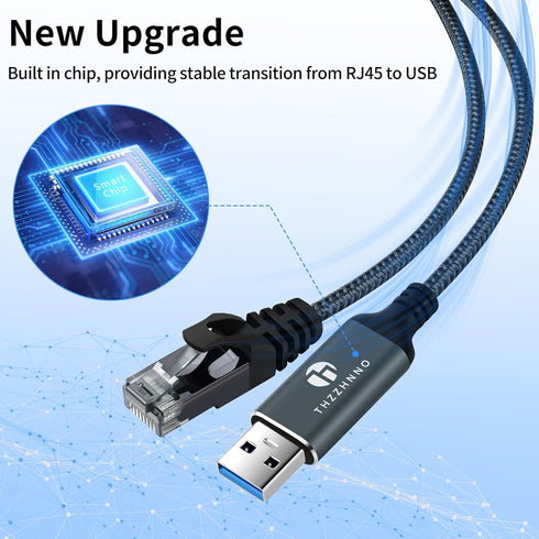 6.6FT, 3.0 RJ45 10/11, USB to Ethernet Cable USB A to Male Cable Directly Connected Gigabit LAN Network, Compatible