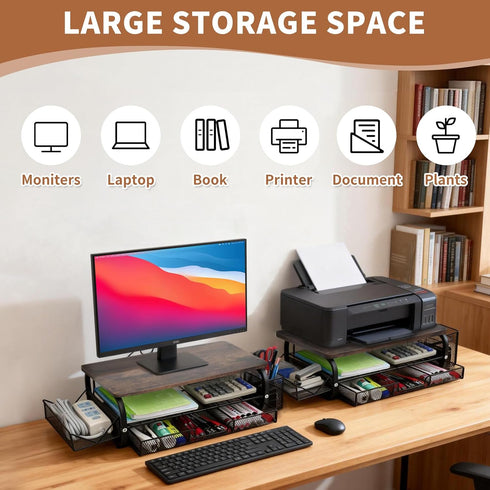 (2-Tier Management,66LBS/30KG, Desk Organizers and Accessories Monitor Riser, Monitor Stand with Drawer Drawers)