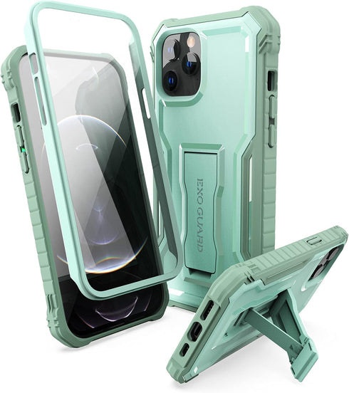 ExoGuard Compatible with iPhone 12 Pro Max Case, Rubber Shockproof Full-Body Cover with Built-in Screen Protector,