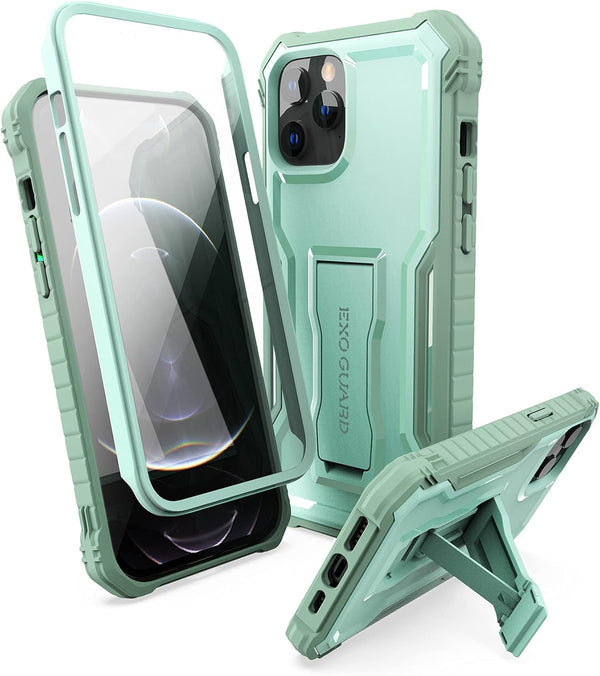 ExoGuard Compatible with iPhone 12 Pro Max Case, Rubber Shockproof Full-Body Cover with Built-in Screen Protector,