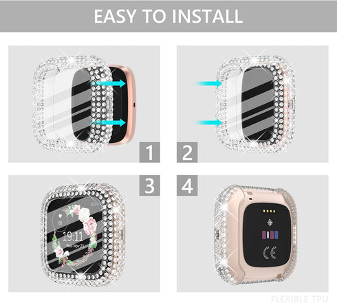CHANCHY 4 Pack Bling Case Compatible with Fitbit Versa 2, Crystal Soft TPU Full Protective Case Cover Bumper