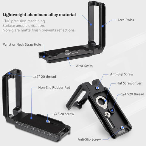 Haoge Camela L Bracket for Sony A7C2 A7CR Camera, Integrated Metal Arca Style Compatible Quick Release Plate