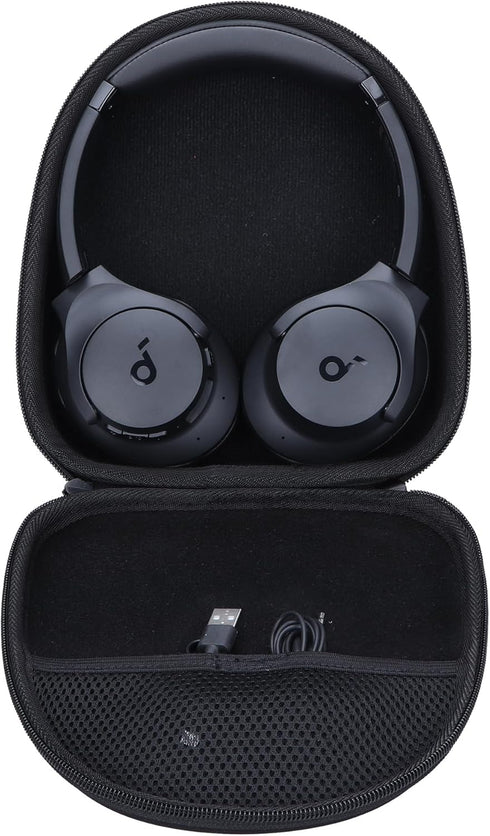Hard Carry Case Compatible with Anker Soundcore Life Q20 Q30 Q35 Q40 Q45 Q20+ Q20i Hybrid Active Noise Cancelling Headphones (Black case)