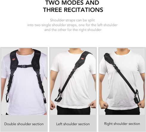 ztowoto Double Shoulder Camera Strap Harness, Quick Release Adjustable Tether Strap for DSLR SLR