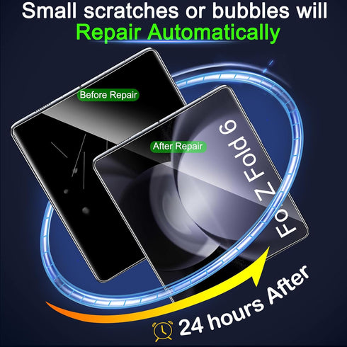 IMBZBK 9 in 1 for Samsung Galaxy Z Fold 6 Screen Protector, 3 Pack Inside Flexible Film + 3 Pack Front Tempered Glass + 3 Pack Camera Lens Protector Accessories with Installation Frame No bubbles
