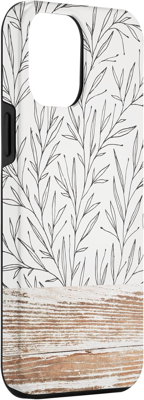 Boho Rustic Botanical Leaf Pattern Vintage Beige Case for iPhone 12 Pro Max