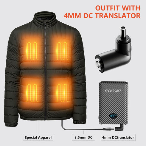 CANBORY 5V 2A/3A Pack 12000mAh 7.4V Battery for Heated Vest Heated Jacket, Power Bank for Heated Apparel with LED