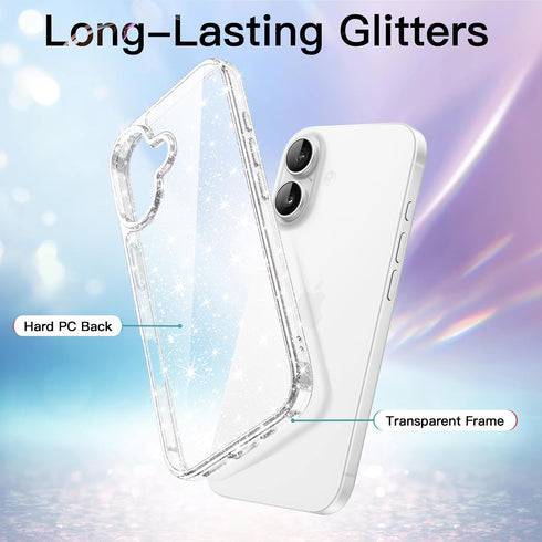 JETech 17 6.3-Inch, Glitter Case for iPhone Bling Sparkle Shockproof Phone Bumper Cover, Cute Sparkly for Women
