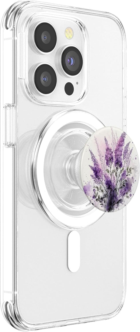 PopSockets PopGrip for MagSafe, Purple Lavender Botanical Watercolor Blossom Flowery