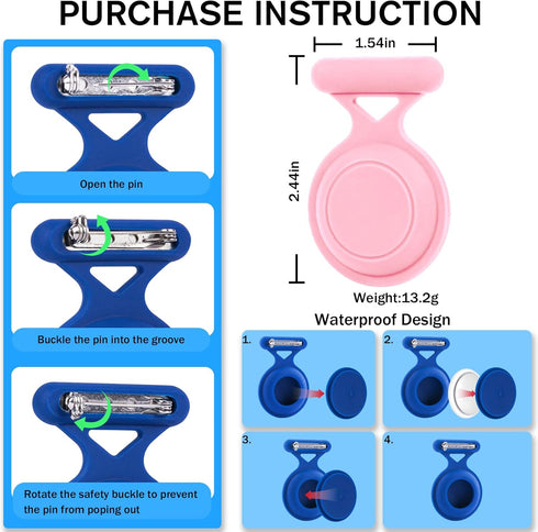 Airtag Holder for Kids, 4 Pack Waterproof Holder with 3M Adhesive Sticker, Soft Silicone Air Tag Holder for Kids,