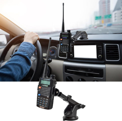 TWAYRDIO Windshield or Dash Mount for Handheld Radio, Adjustable Length Suction Cup Holder Bracket for Motorola BaoFeng Retevis Talkabout Yaesu Handhelds Walkie Talkie Two Way Radio