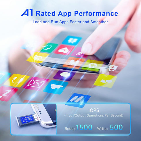 Vansuny Micro SD Card 64GB microSDXC with SD Adapter, A1 App Performance V30 for Phone, Security Camera, Dash Cam