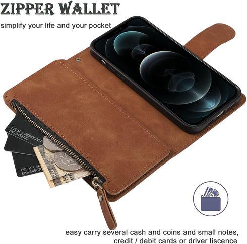 RANYOK Wallet Case for iPhone 11 (6.1 inch) - Premium PU Leather Zipper Flip Folio Wallet with RFID Blocking